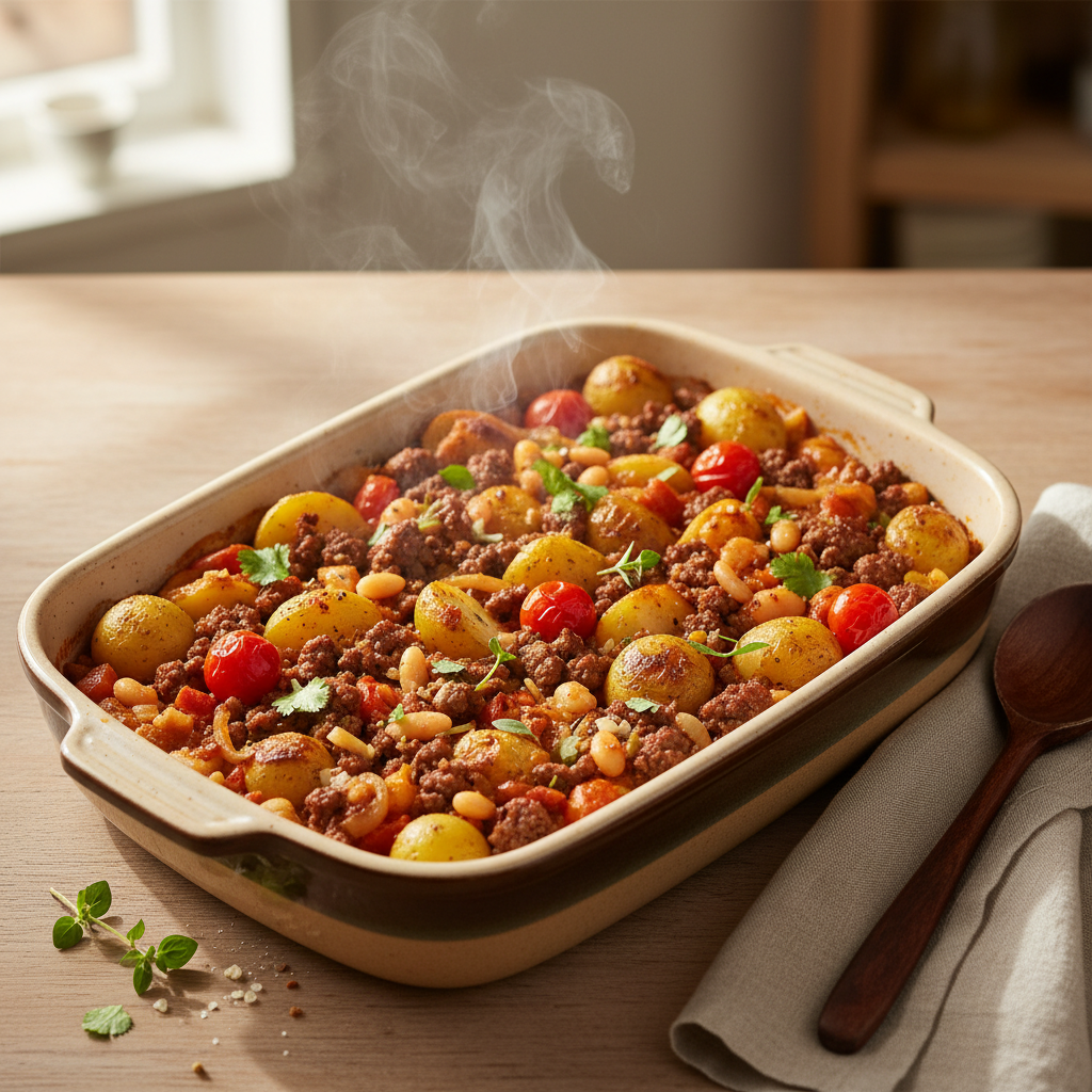 Mexicaanse gehakt-ovenschotel met krieltjes (budget)