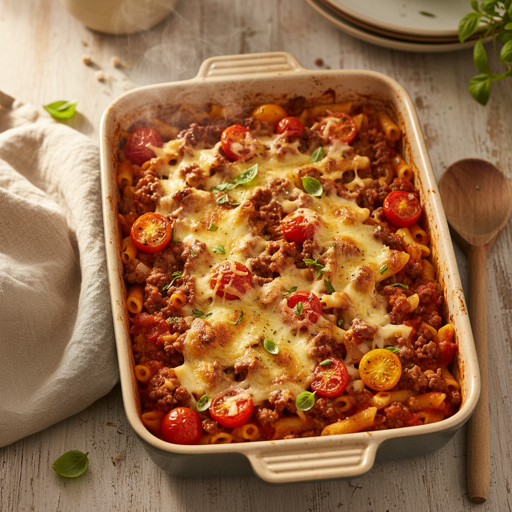 Pasta al Forno met AH Rundergehakt en tomatenmix