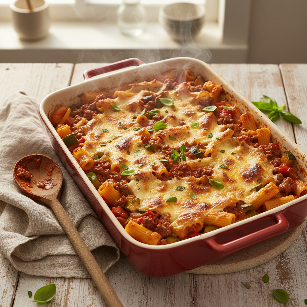 Pasta al Forno met gehakt en courgette