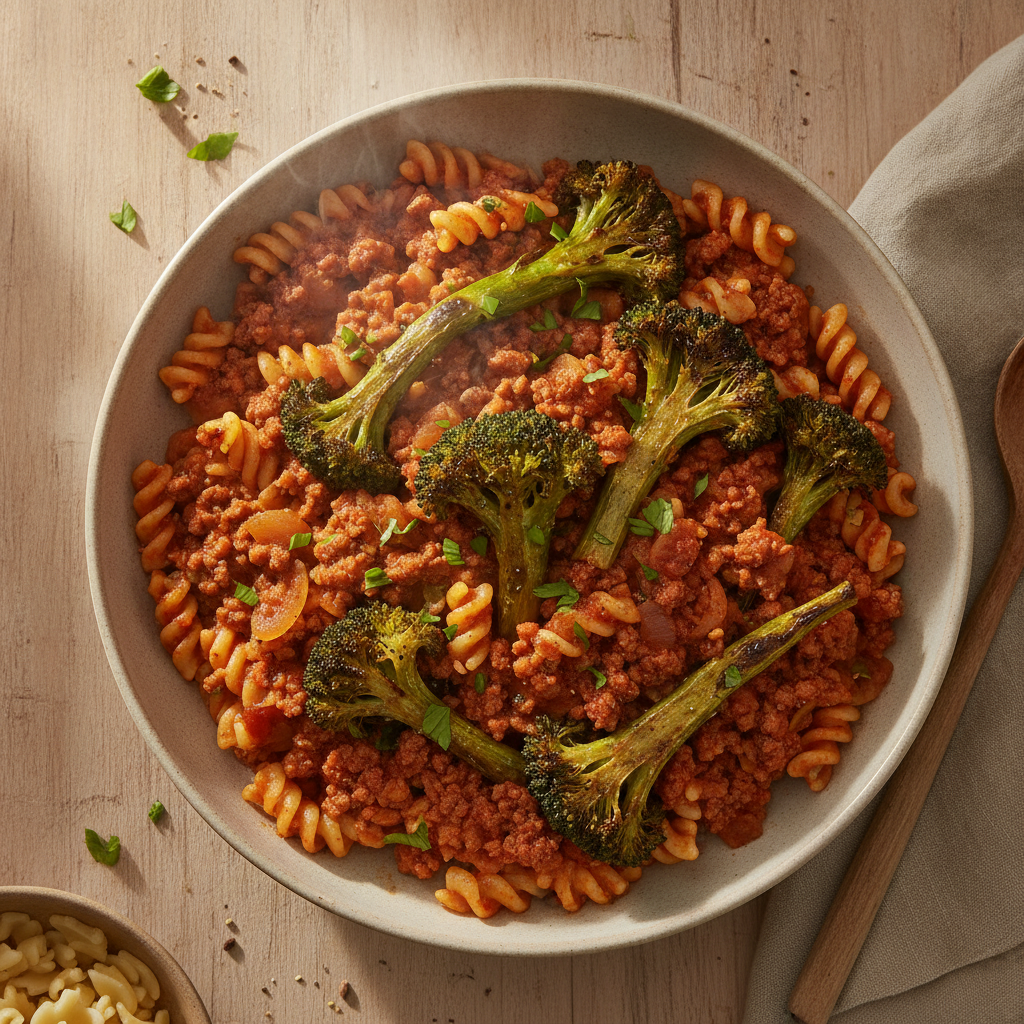 Pasta Bolognese met geroosterde AH Broccoli