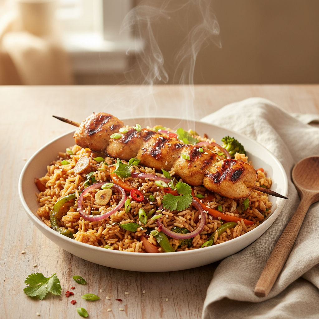 Snelle Aziatische kip-fried rice