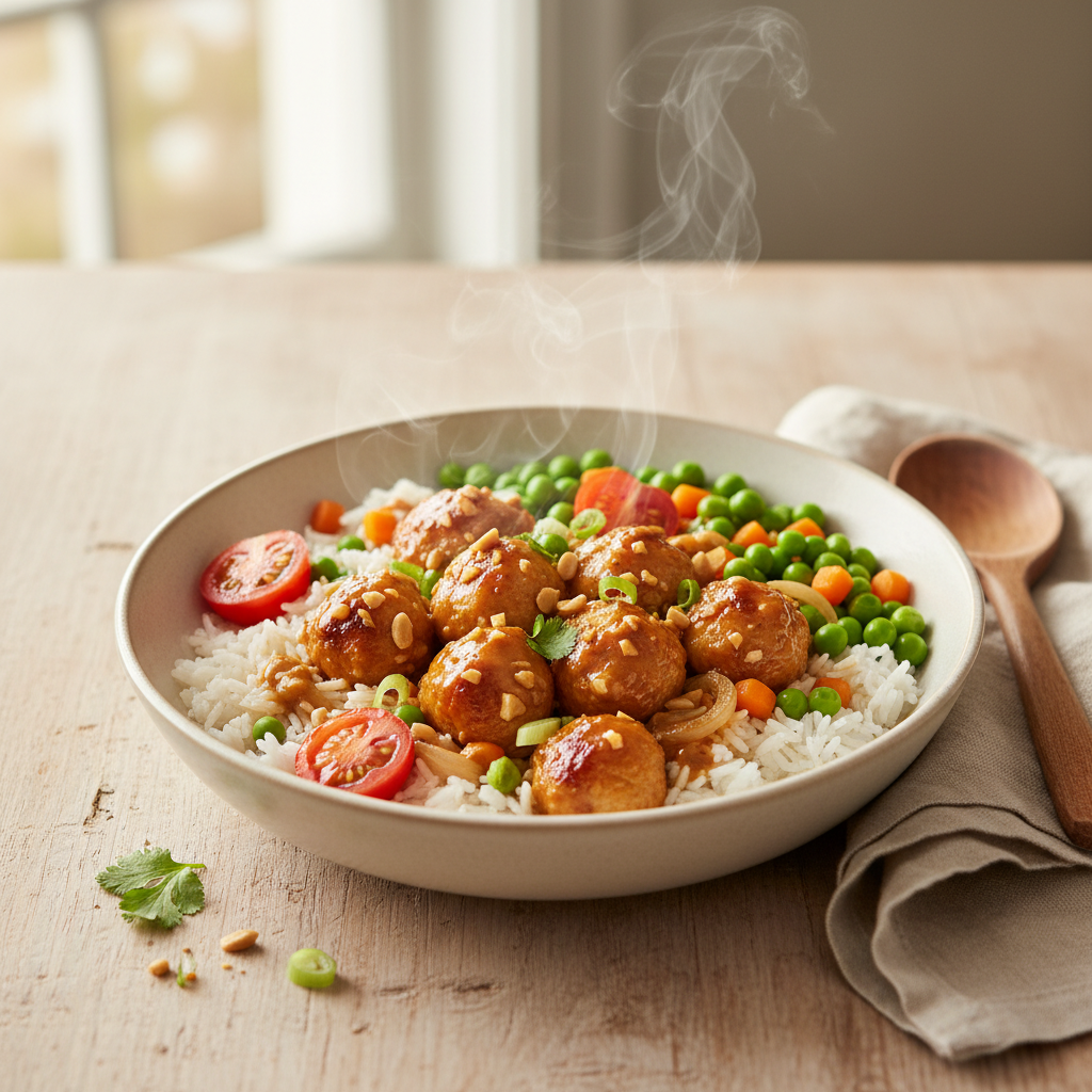 Snelle Aziatische kip-wok met rijst