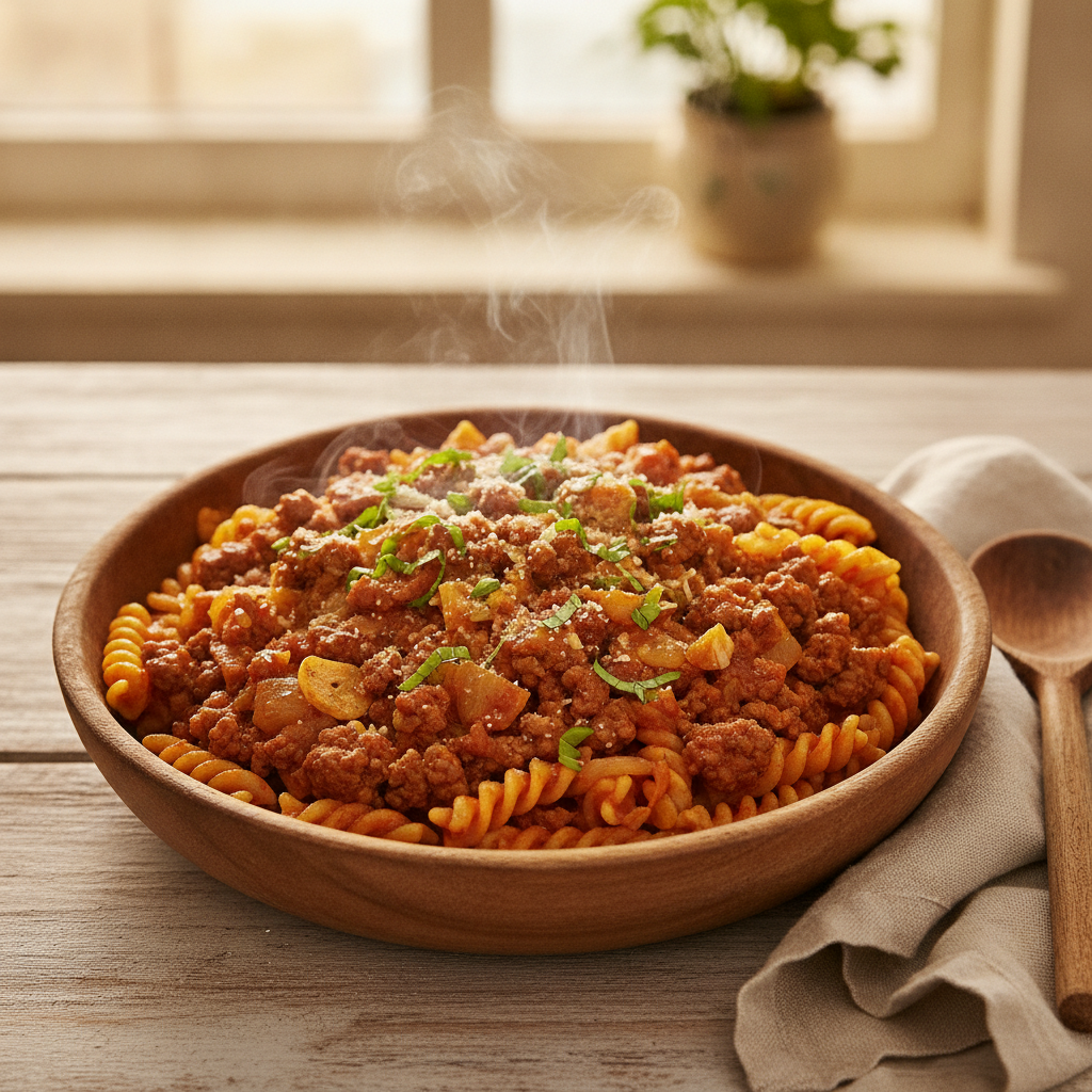 Snelle Italiaanse pastasaus met gehakt