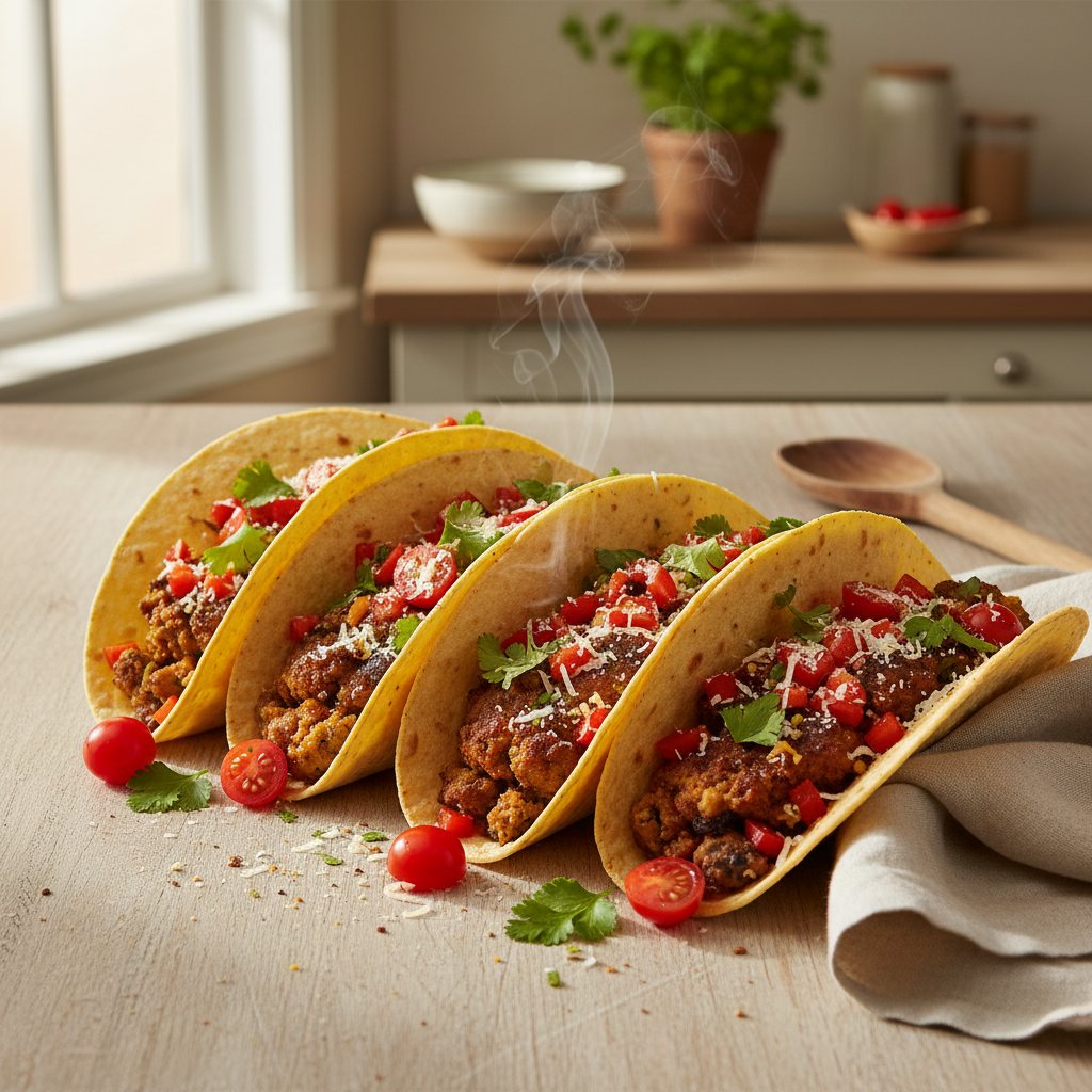 Vegetarische taco wraps met plantaardig rulgehakt